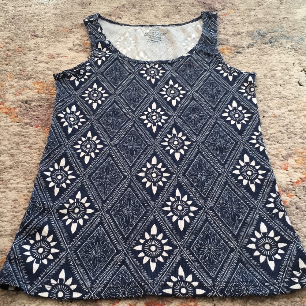 Faded Glory Navy Blue & White Tank Top. Size XL